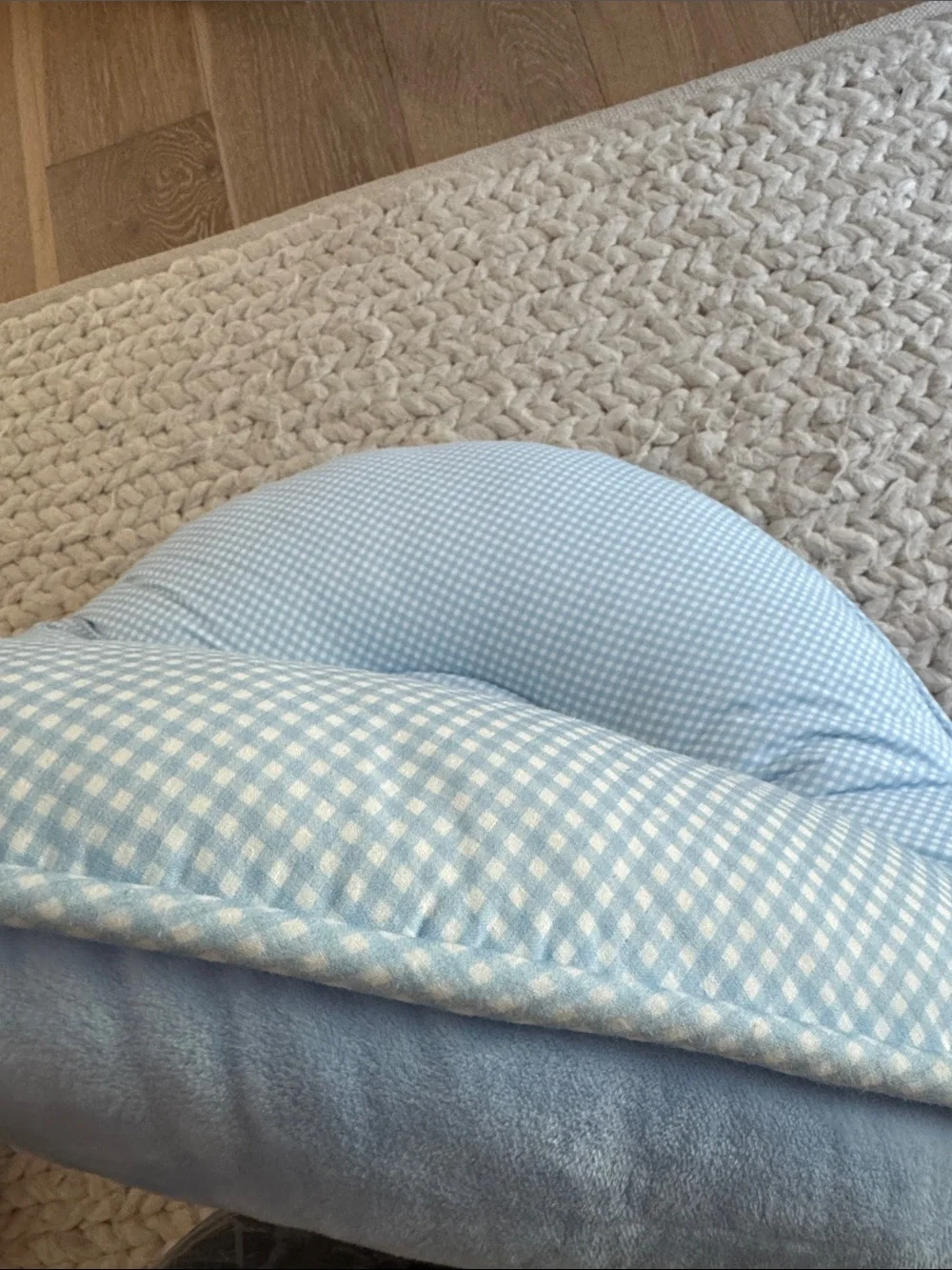 Pello GooseWaddle Soft Comfortable Floor Cushion for Children in blue gingham